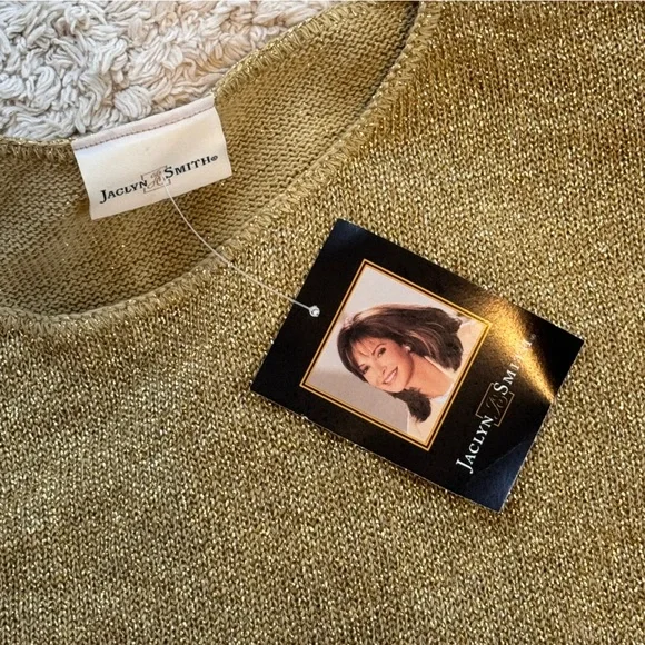Jaclyn Smith vintage Gold Sequined Chiffon Layer Lagenlook Sweater vintage - Picture 5 of 8
